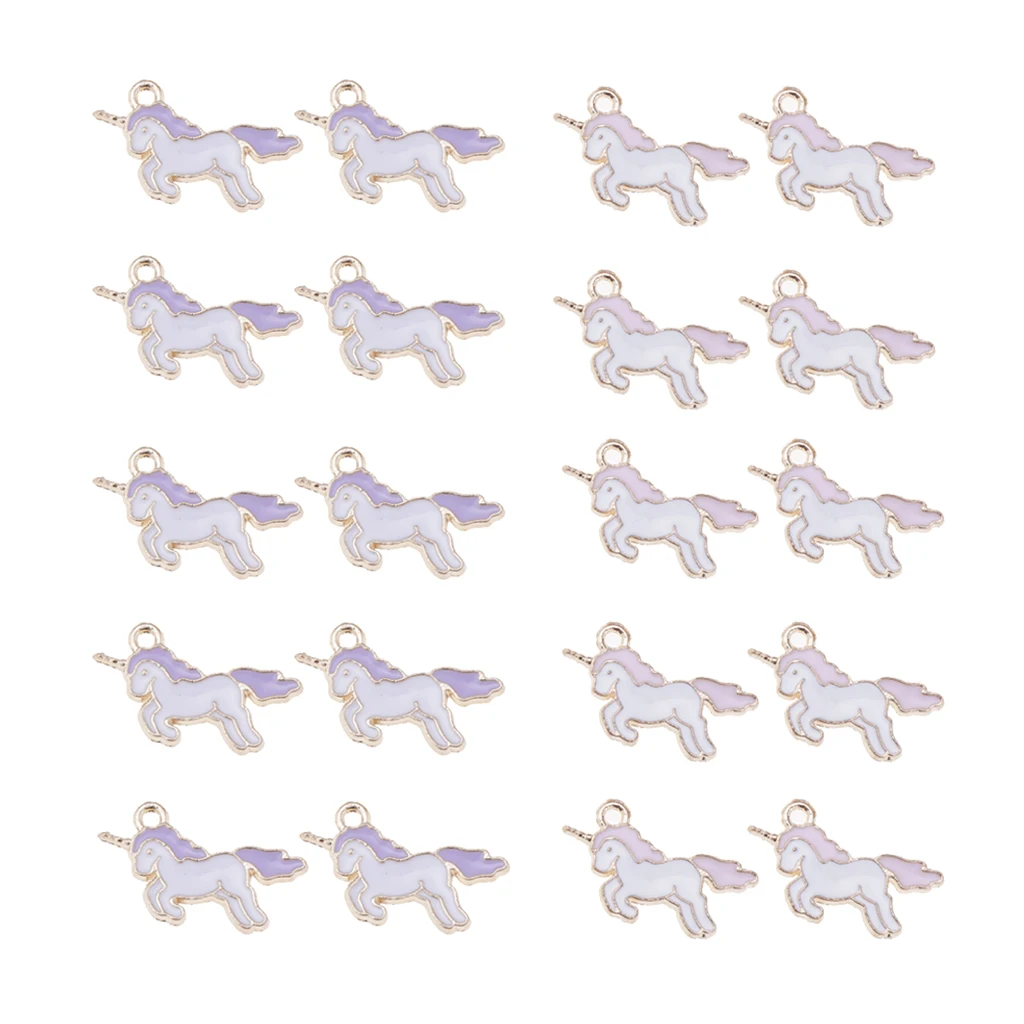 20 Pieces Unicorn Charms Pendant Findings Beads Jewelry Making DIY Crafts Accessories Pink and Purple | Украшения и аксессуары