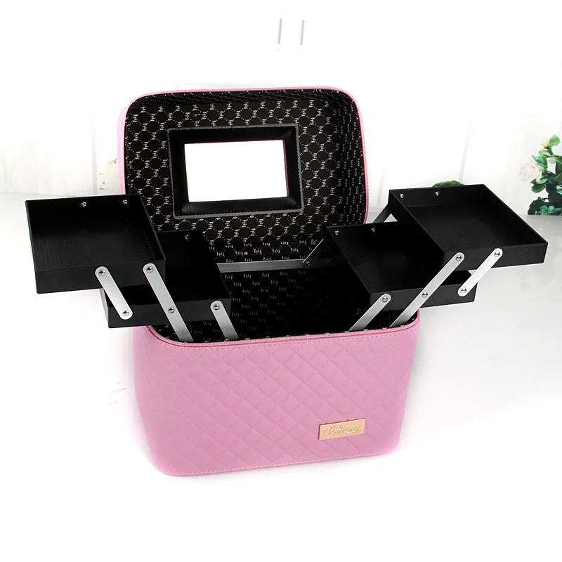 Women Makeup Bag PU Leather Cosmetic Case Organizer Storage Box Beautician Toiletry Flower Travel Bags ZF9992|Косметички| |