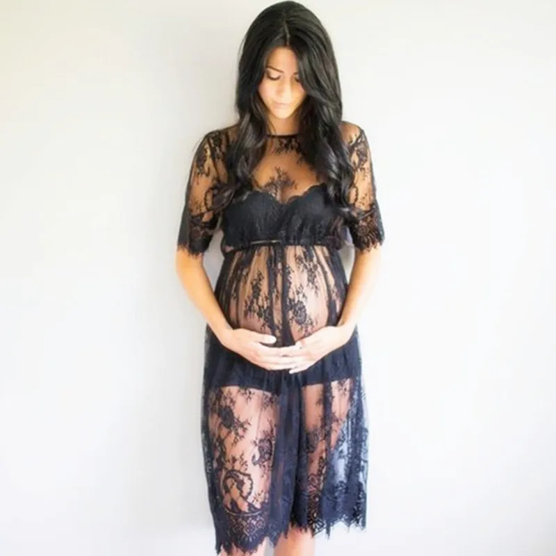 Кружевное Прозрачное платье для беременных женщин модная студийная Одежда