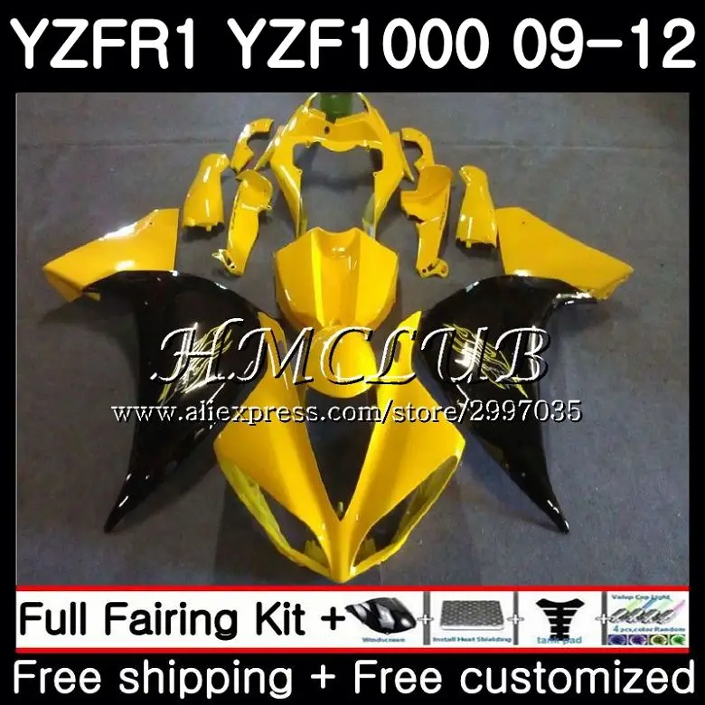 

Bodys Yellow black For YAMAHA YZF-1000 YZF R1 2009 2010 2011 2012 9HC.10 YZF-R1 YZF 1000 R 1 YZF1000 YZFR1 09 10 11 12 Fairings