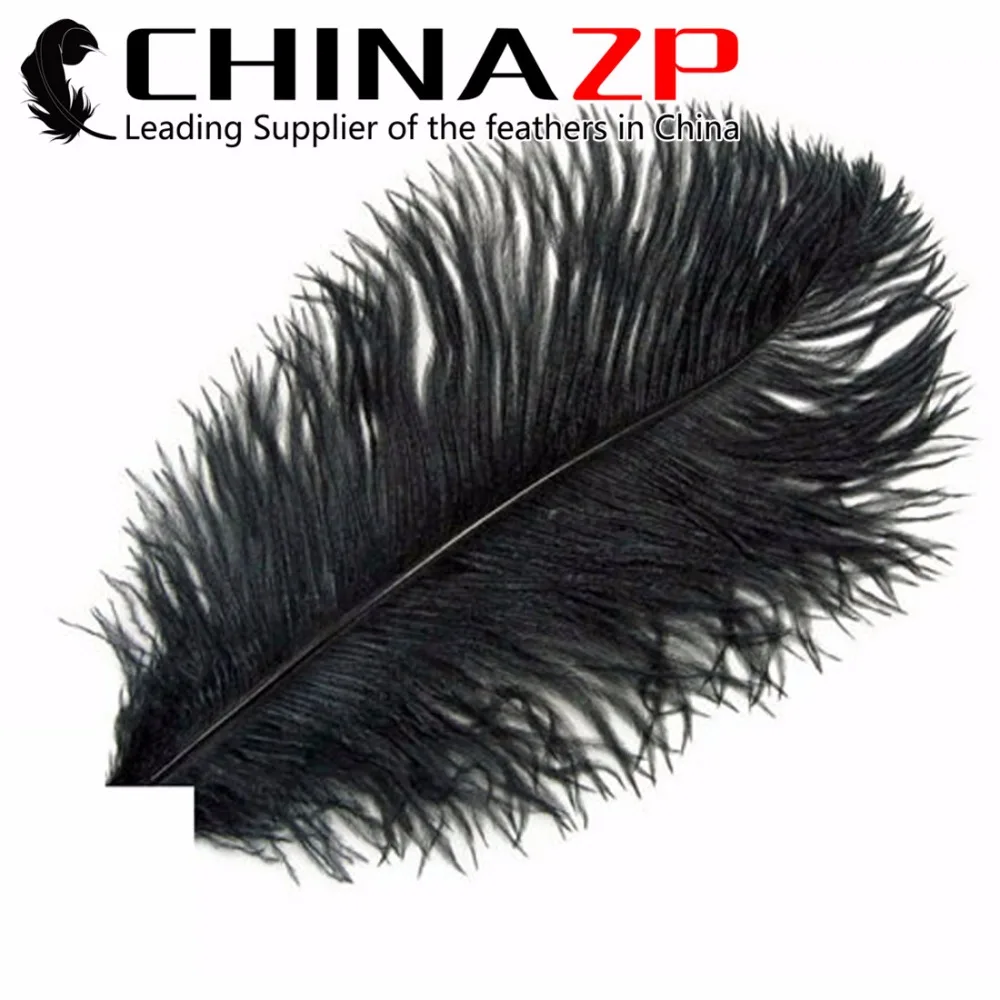 

CHINAZP Factory 100pcs/lot 30-35cm(12-14inch) Fluffy Natural Dyed Black Ostrich Plume Feathers