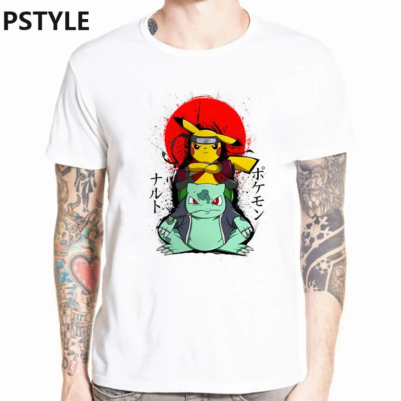 Летние мужские футболки Harajuku Chidori Sasuke Naruto Pikachu с принтом аниме футболка Homme