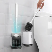 Silicone Toilet Brush With Holder Set Plastic Toilet Bowl Brush Wall-mounted Floor-Standing Bathroom Toilet Cleaning Brush