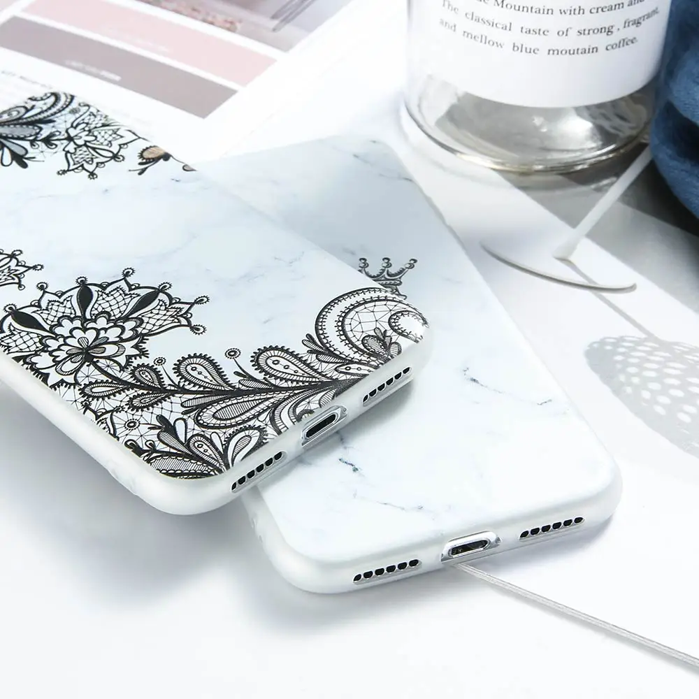 KISSCASE Marble Flower Phone Case For iPhone 11 8 7 X XR plus 6 6S Plus Capa XS MAX Cover | Мобильные телефоны и