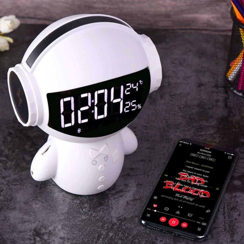 Мини Портативный мультфильм робот Bluetooth динамик s беспроводной приемник музыкальная стереоколонка плеер Домашний офис с будильником