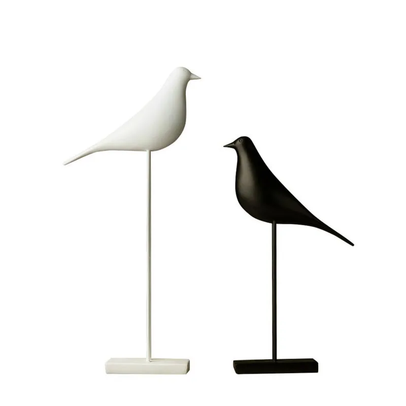 

Creative Resin Mascot Birds Black White Decoration Office Luck Crafts Sent Friend Souvenir Home Wine Cabinet Ornament Figurines