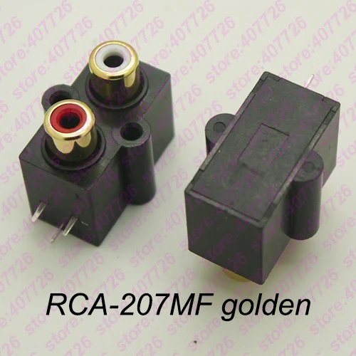 2 шт./упак.) PCB Mount 1 позиционный стерео разъем для аудио-видео гнездо rca два отверстия(R+ W) RCA-214 золотой