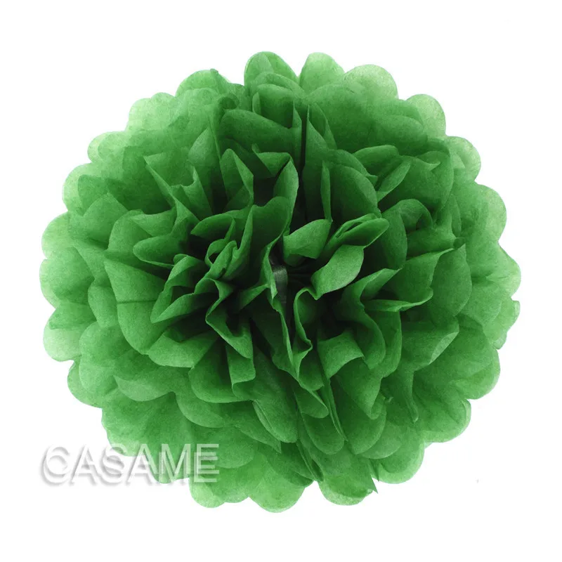 10 шт 1" /25 см папиросная бумага Pom Poms Цветочные шары Свадьба Вечерние помпоны из оберточной бумаги Свадебная вечеринка украшения Ремесло Цветок - Цвет: dark green