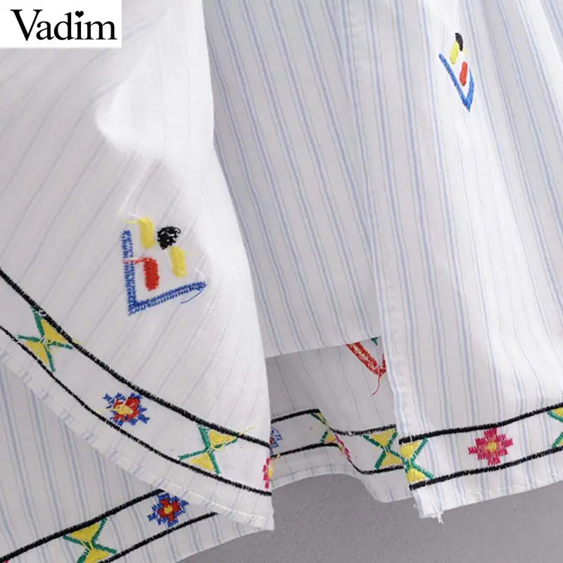 Вадим женщины сладкий вышивка печати платье миди с оборками backess С НАБОРНЫМИ