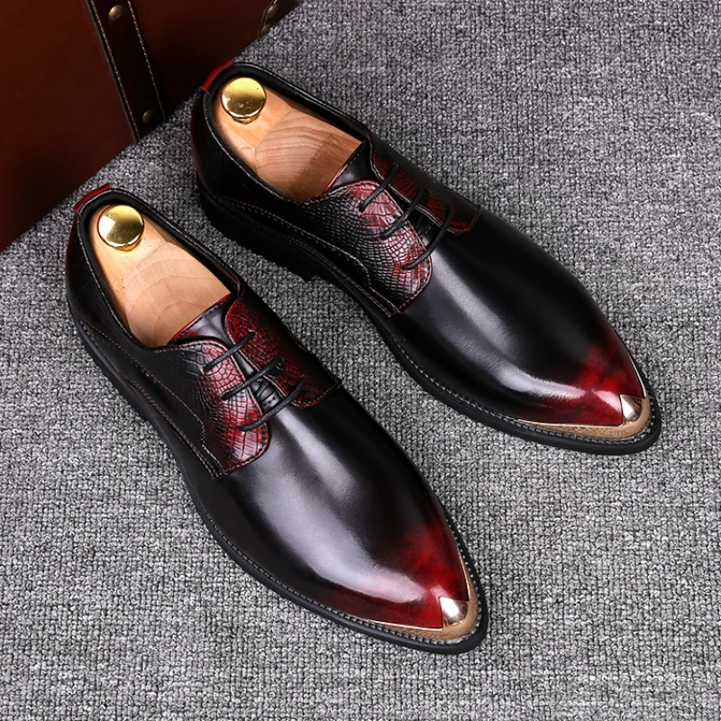 British fashion men's breathable wedding party wear smash genuine leather shoes pointed toe oxford shoe zapatos hombre sneakers | Обувь