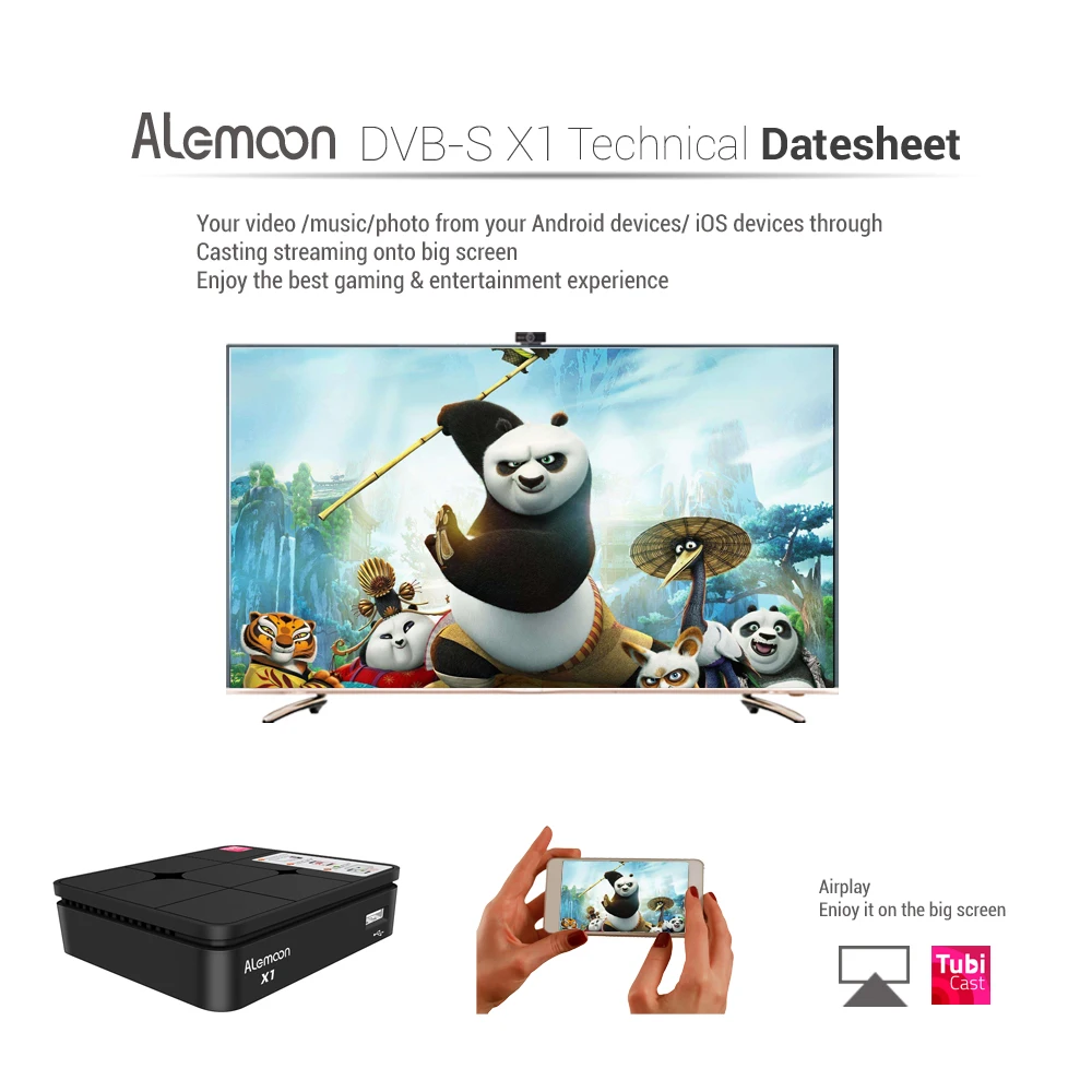 ALEMOON X1 DVB-S2 Интеллектуальный спутниковый приемник HD литья H.265 HEVC поддерживается |