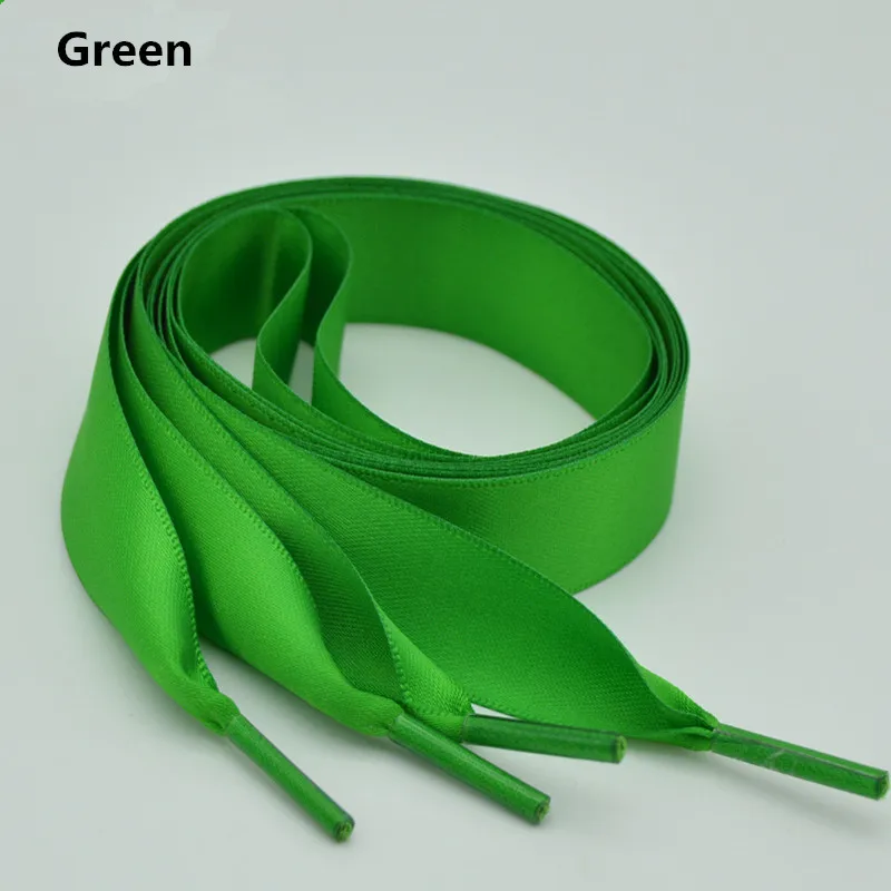 Green 22-дюймовый Цвет 2 см Ширина шелковая лента атласная шнурки 80/100/120/140/160 см Длина кроссовки спортивная обувь со шнуровкой Прямая - Цвет: Green