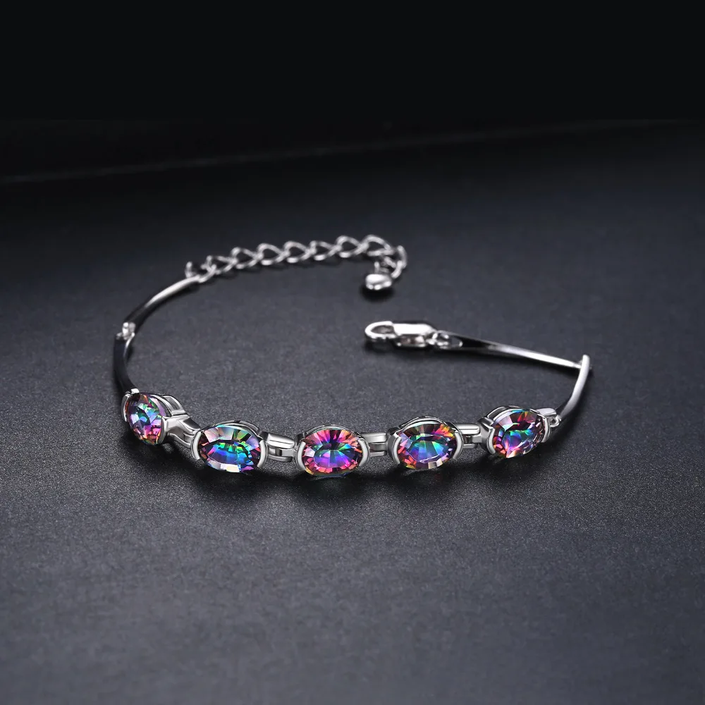 Jewelrypalace 6ct вогнутый овал натуральная мистический Радуга Топаз браслет Твердые