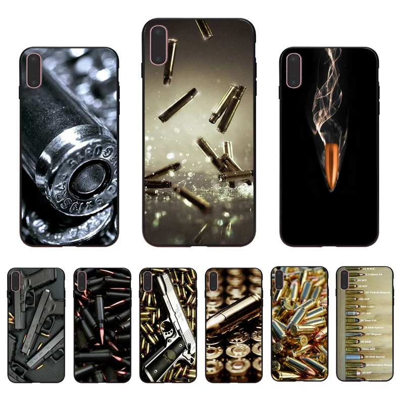 

IMIDO bullet and gun design black silicone phone case For iPhone 6 7 8 6/6Splus 7plus 8plus X XS XR XSmax 5 5s SE fitted shell