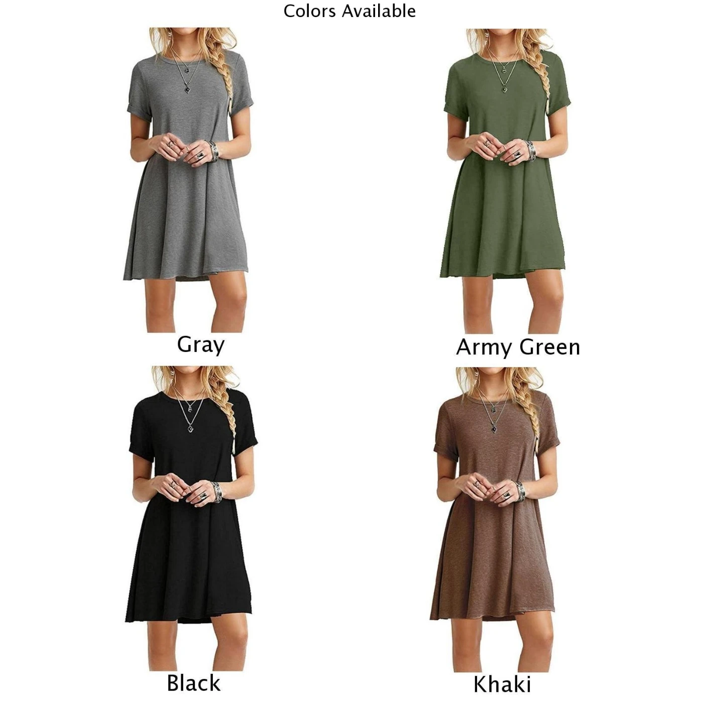 Платье большого размера однотонное женское повседневное свободное летнее