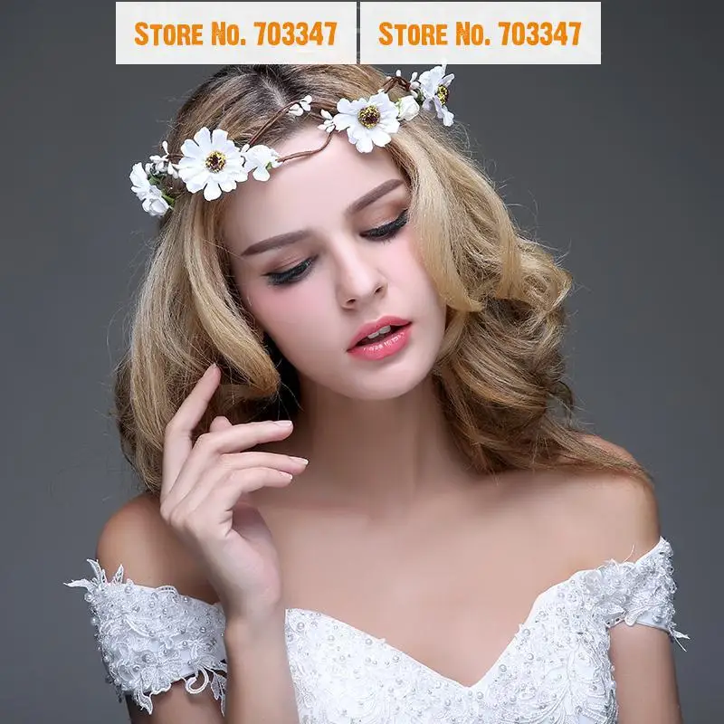 

2015 NEW!! Fairy Bride Floral Daisy Flower Hair Garland Crown Flower Wedding Hair Garland