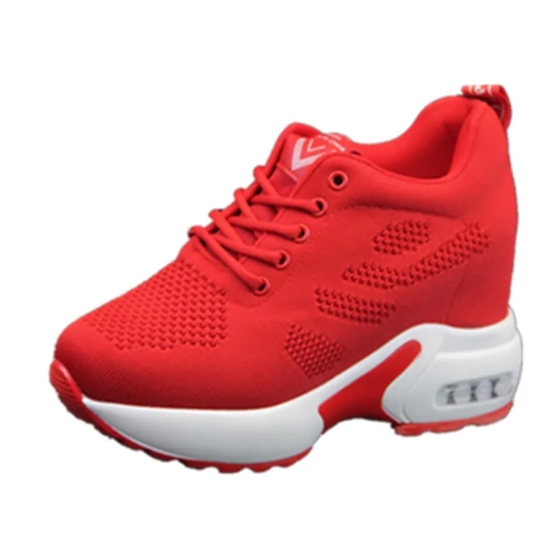 

2019 Autumn Wedges Shoes Woman Platform Sneakers Lace Up Hidden Heel Height Increasing 10cm Casual Shoes For Women