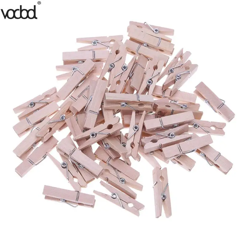 35x7mm 50 шт./лот мини цветные деревянные колышки для одежды бумажные пружина для подвешивания фото зажимы прищепки для карт сообщений высокое качество - Цвет: 35x7mm