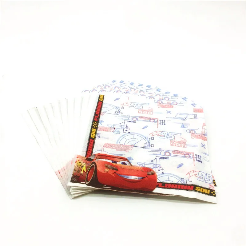 10 шт./лот бумажные салфетки Disney Cars Theme Lightning McQueen свадебные вечерние на день