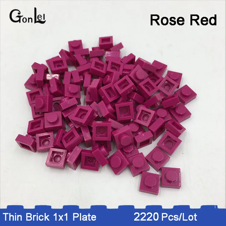 rose red color 2220 шт./лот MOC кирпич 1x1 пластины части 33 цвета выбор сделать qr-код и MOC Конструкторы блоки DIY игрушка ребенок совместим с - Цвет: rose red color