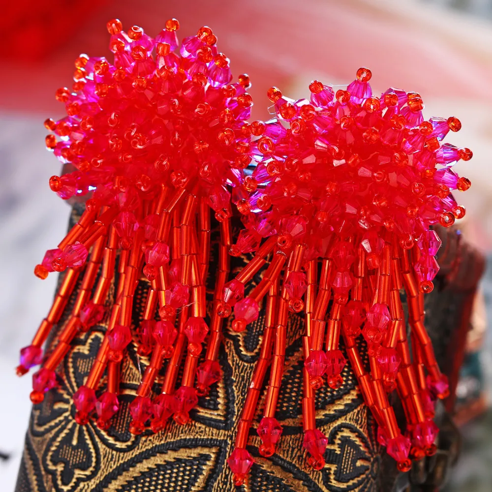 Женские серьги подвески с кристаллами длинные висячие для свадьбы эффектные