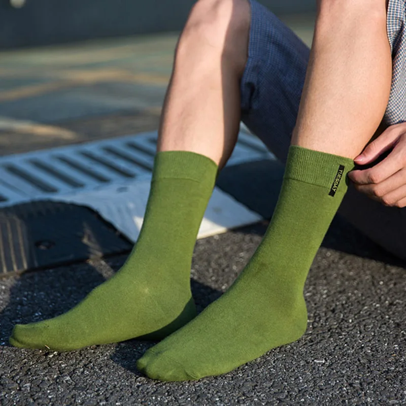 Men Cotton Socks Fashion Weekly Solid Color Business Casual British Style Socks Hip Hop