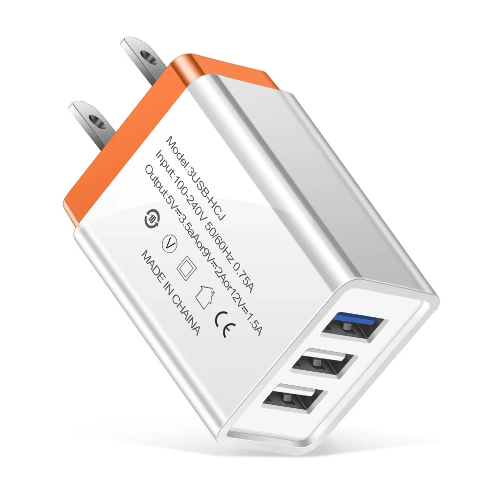 US Orange 3 порта USB зарядное устройство Универсальное зарядное устройство для мобильного телефона EU/US для iPhone 6 7 8 Plus X Max Быстрая зарядка настенное зарядное устройство для huawei Xiaomi - Тип штекера: US Orange