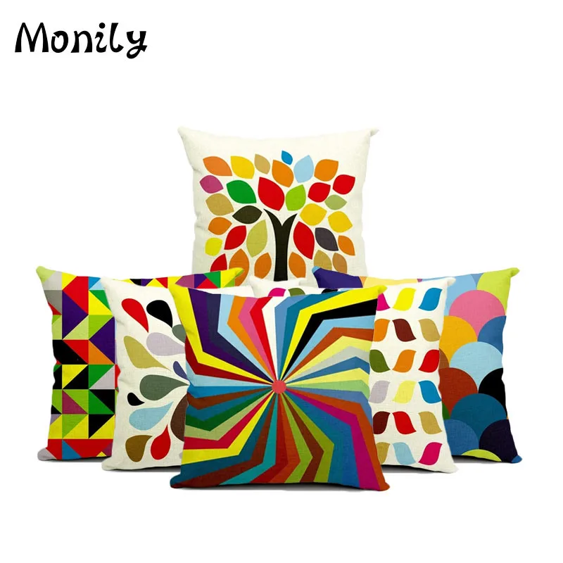 Monily Красочный площади Чехлы Геометрия наволочка подушка покрывало тканые хлопок
