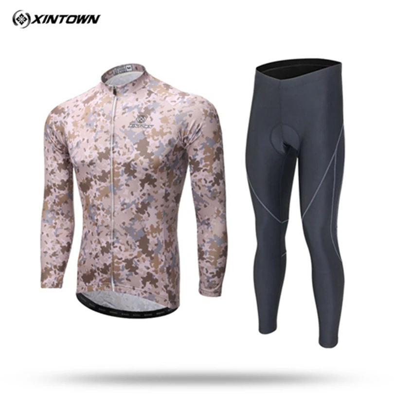 XINTOWN Camouflage Winter long-sleeved Fleece Thermal Cycling Jersey Pants Set Bike Bicycle Ropa Ciclismo Clothing Wear | Спорт и