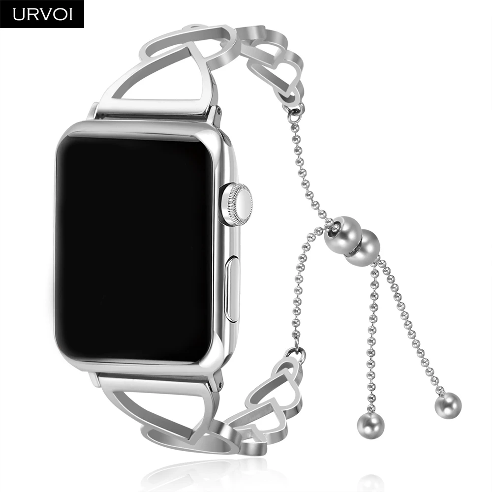 URVOI braceket для Apple Watch серия 4 3 2 1 любящее сердце модная цепочка девочек браслет на