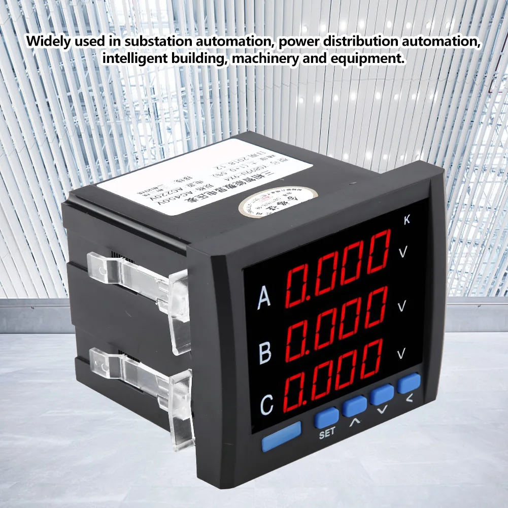 Черный трехфазный вольтметр Амперметр цифровой дисплей измеритель тока