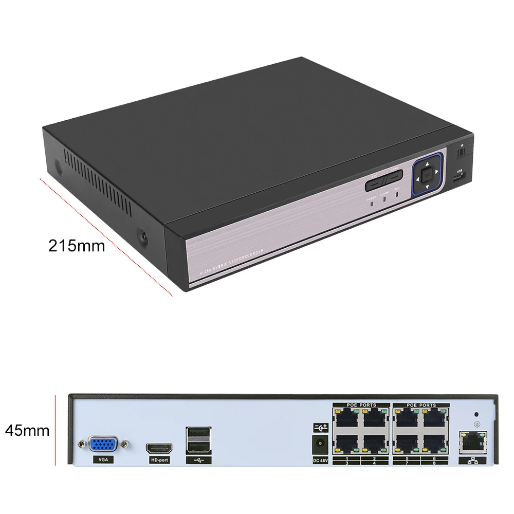 H.265 H.264 8CH 48В Система охранного видеонаблюдения POE NVR IP камера CCTV система P2P ONVIF 4*5MP/8*4