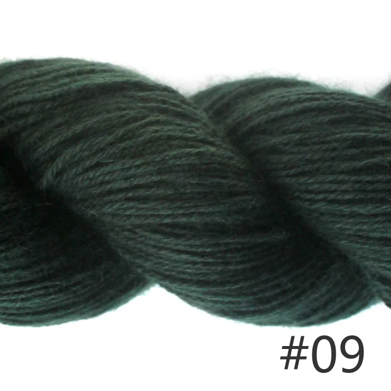 09 Deep Green Пряжа Lotus Mimi Plus цвет пряжи#01-33 натуральная норка вискоза Шерсть смешанная с кашемиром Детская Мягкая ручная вязка - Цвет: 09 Deep Green