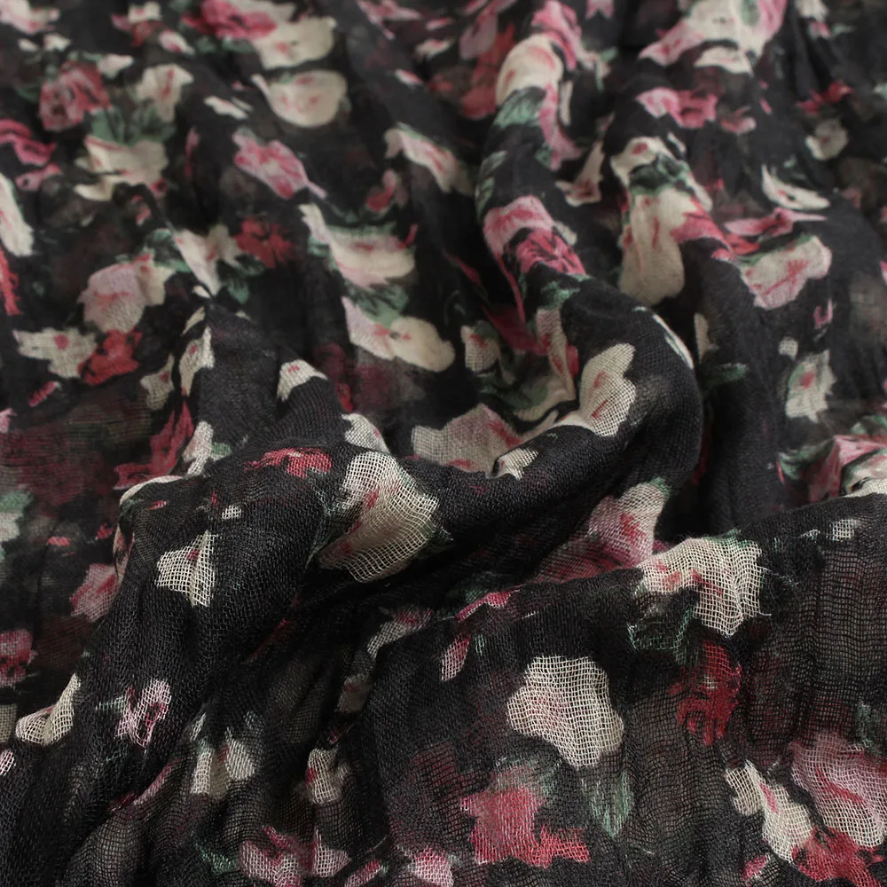 Малый цветочный принт 100% Хлопок Вуаль шарф Женская мода весна тонкие длинные