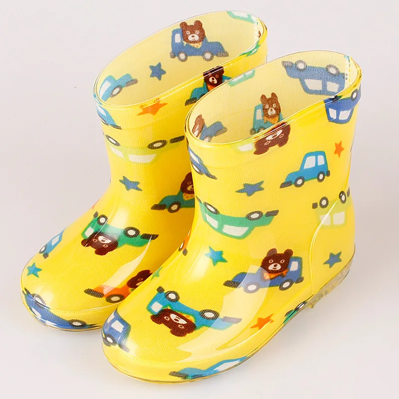

Children Rain Boots PVC Boys and Girls Cute Rubber Waterproof Antiskid Mid-calf kids Infant Slip-on Boots