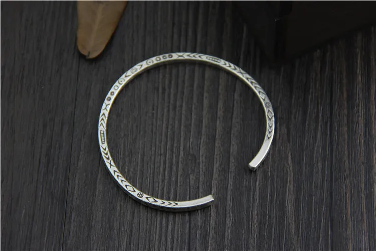 C&ampR Real 999 Sterling Silver bangle bracelet for women carved symbol opening bangles Thai bracelets Fine Jewelry | Украшения и