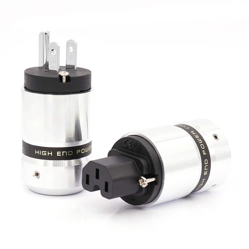 

Free shipping one pair Rhodium Plated US Power Cable Plug IEC Connector Female male Plug HIFI Power Plug