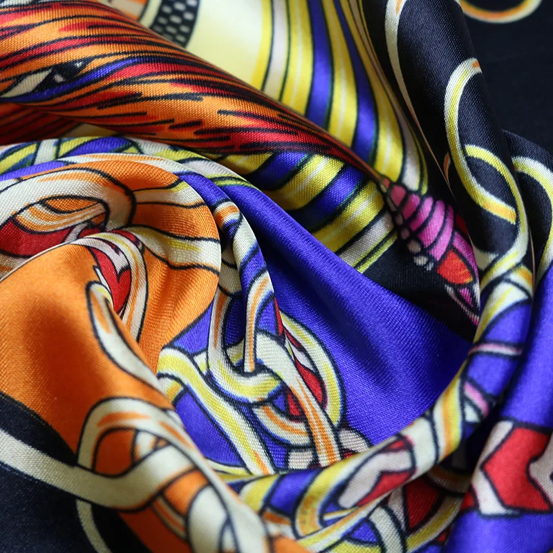 F & U элегантный женский квадратный шелковый шарф на голову и шею облегающий в