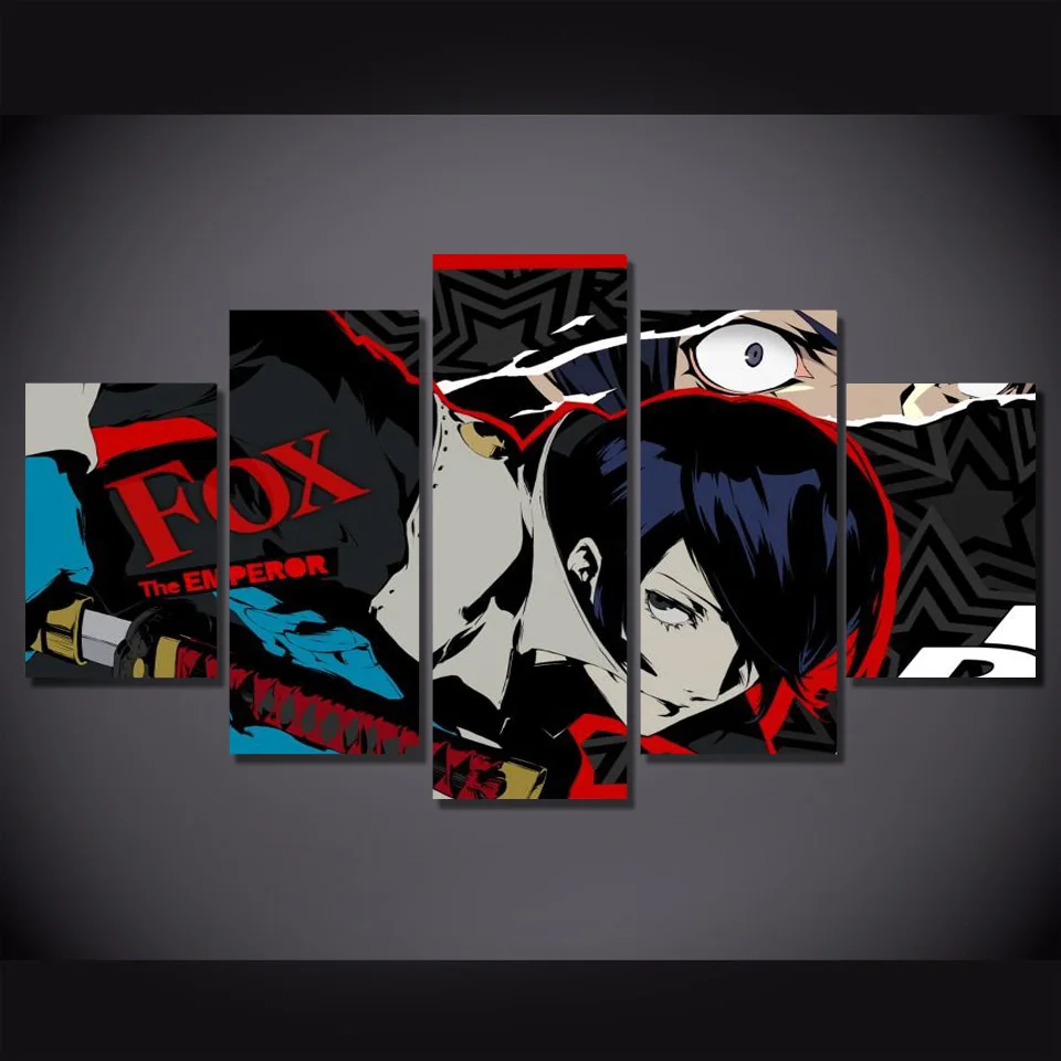 5 шт. холст картина черный и красный аниме Книги по искусству изображение Плакат