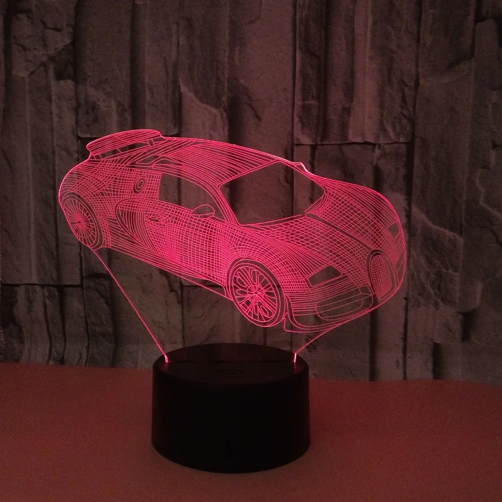 Новый 3d ночник для спортивного автомобиля настольная лампа с дистанционным