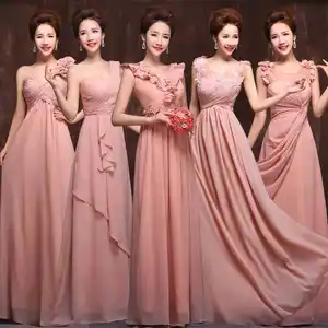 Bridesmaid Dress 2016 New Arrival The Bride Married Wedding Party Dress Sweet Pink Chiffon Floor Length Dinner Prom Dress Custom Bridesmaid Dress 2016 New Arrival The Bride Married Wedding Party Dress Sweet Pink Chiffon Floor Length Dinner Prom Dress Custom
