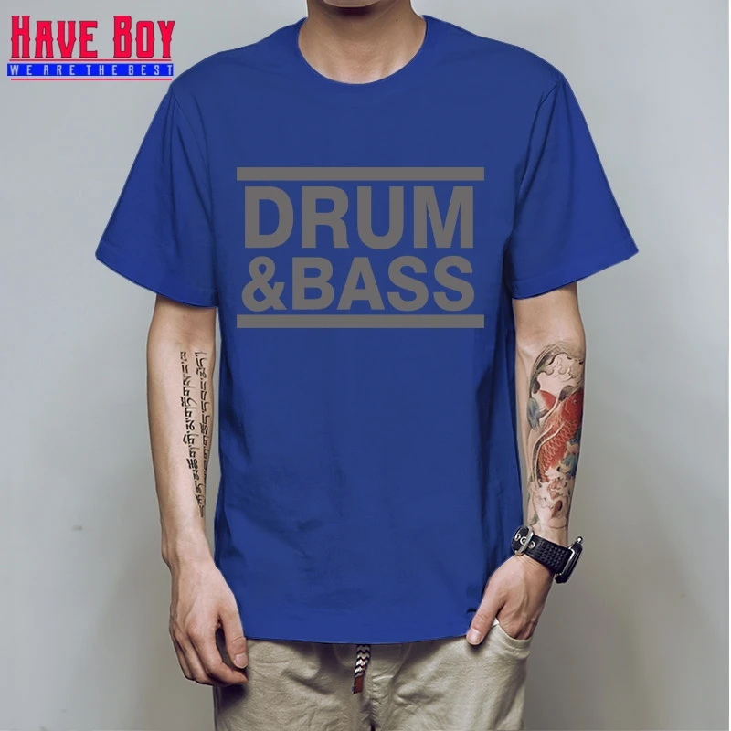 blue gray У мальчиков Музыкальный барабан N бас ДНБ Run DMC письмо Для мужчин s футболка в стиле «хип-хоп» T рубашки мужские хлопковые короткий рукав футболка с короткими рукавами HB295 - Цвет: blue gray