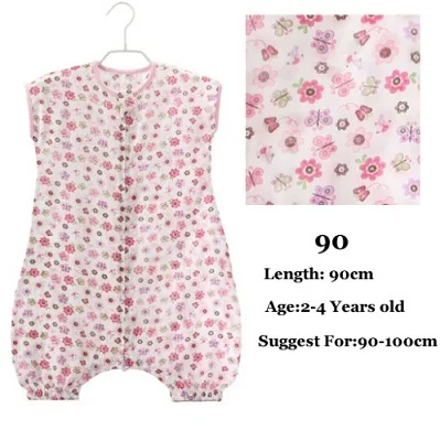 Butterfly 90 Muslin Cotton Baby Thin Slumber Sleeping Bag Cotton toddle Sleep Sack Cute Cartoon Sleep Bag children Kick Quilt - Цвет: Butterfly 90