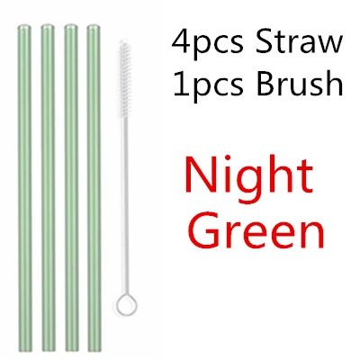 4pcs Light green 4/10 шт. из особо тонкого гнутого стекла прямой изгиб питьевой Стекло соломинки многократного использования экологически чистое изделие с щеточка для чистки - Цвет: 4pcs Light green
