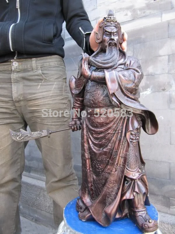 SCY 25 китайская огромная красная бронза медь 9 Драконов Guan Gong Yu Статуя Воина|statue|statue