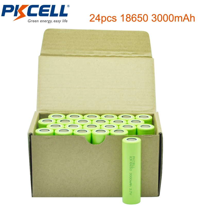 24 шт. аккумуляторы PKCELL 18650 3000 мАч 3 7 в ICR в|18650 battery|rechargeable batterybateria bateria |
