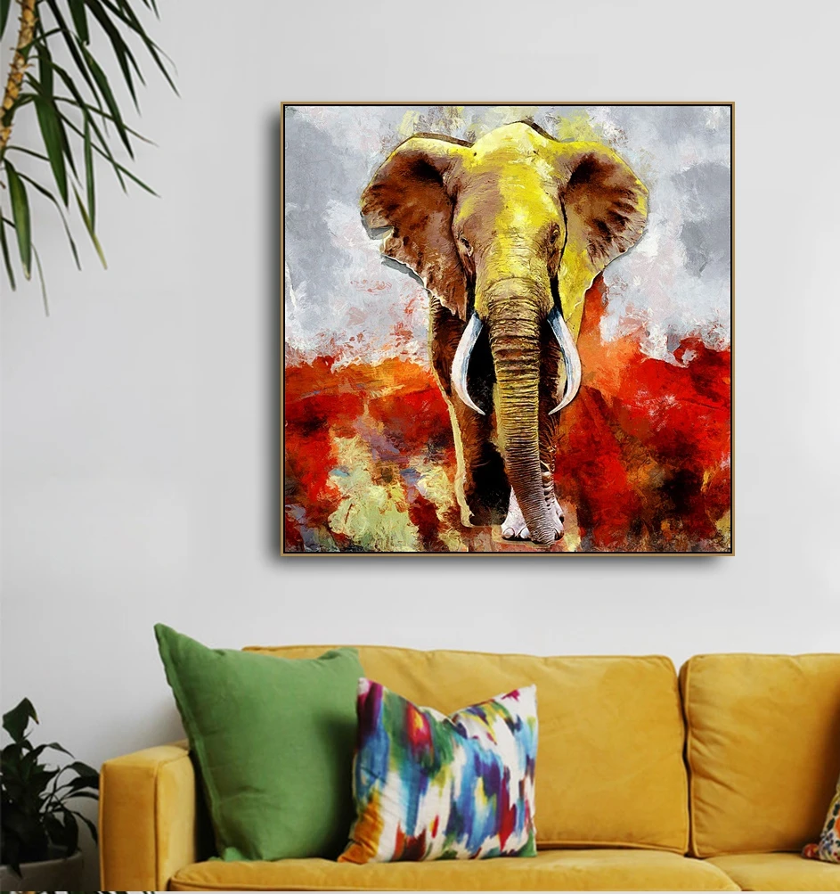 

Watercolor Elephant Print Canvas Painting & Calligraphy Decoration Pictures Posters For House Living Room Bedroom Home Wall Art