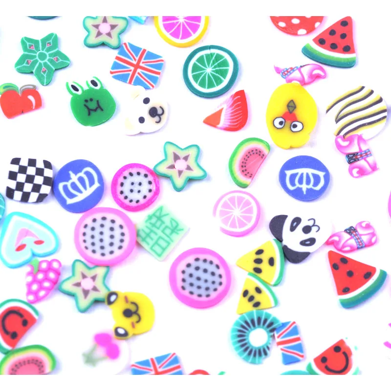 Новый 100 шт./упак. нейл-арта 3D Фрукты Fimo игровое тесто ломтиков из полимерной глины