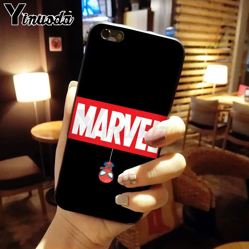 Yinuoda marvel hero Человек-паук DIY Роскошный Высокий протектор на конце чехол для телефона для iphone X XS MAX 5 6S SE 7 8 plus XR мобильный чехол s