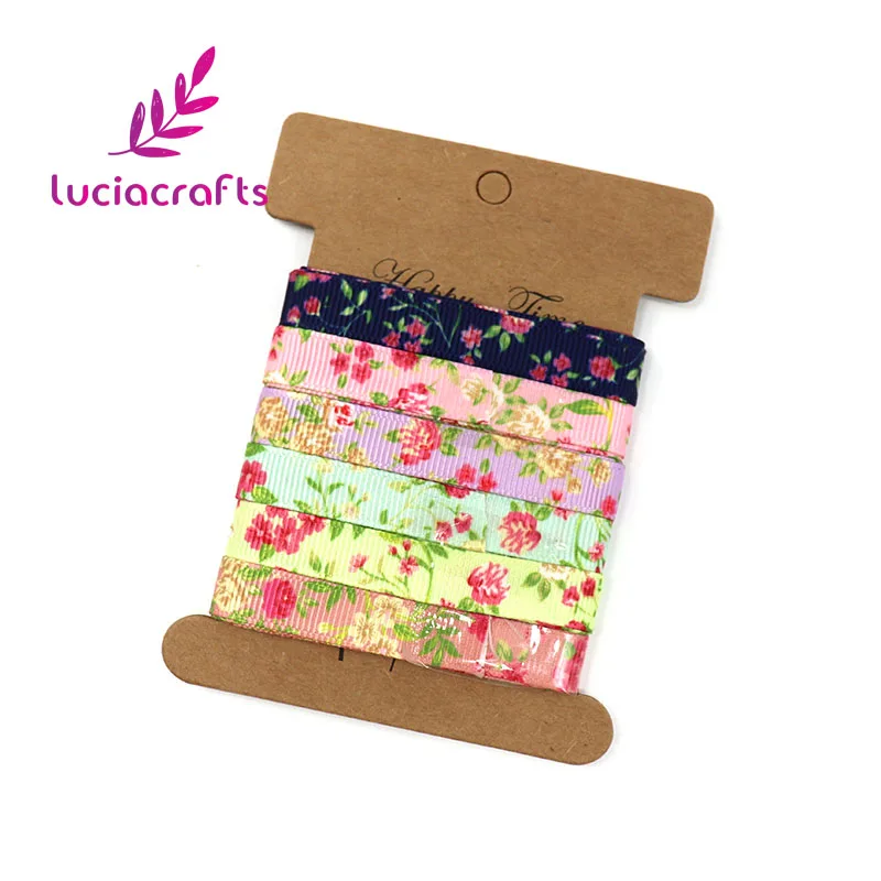 Lucia crafts 6 лет/лот 10 мм смешанные 6 цветов печатные корсажная оберточная лента для подарков DIY волос Лук отделка Швейные аксессуары R0403 - Цвет: style 1